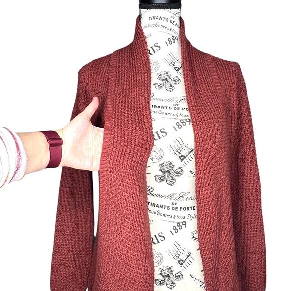 Market & Spruce (XS) Tabatha Waffle Knit Cotton Blend Cocoon Cardigan Rust - Picture 12 of 16